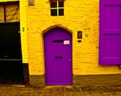 Bruges House Doors in Purple and Yellow Photo 8x12 Print