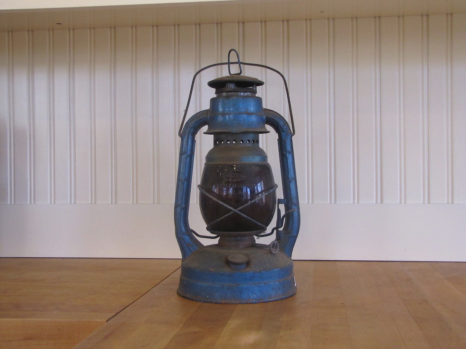 Dietz Lantern, Little Wizard, Railroad Lantern, Blue Lantern with Red Lens, Dietz, Lantern, Railroad Lantern