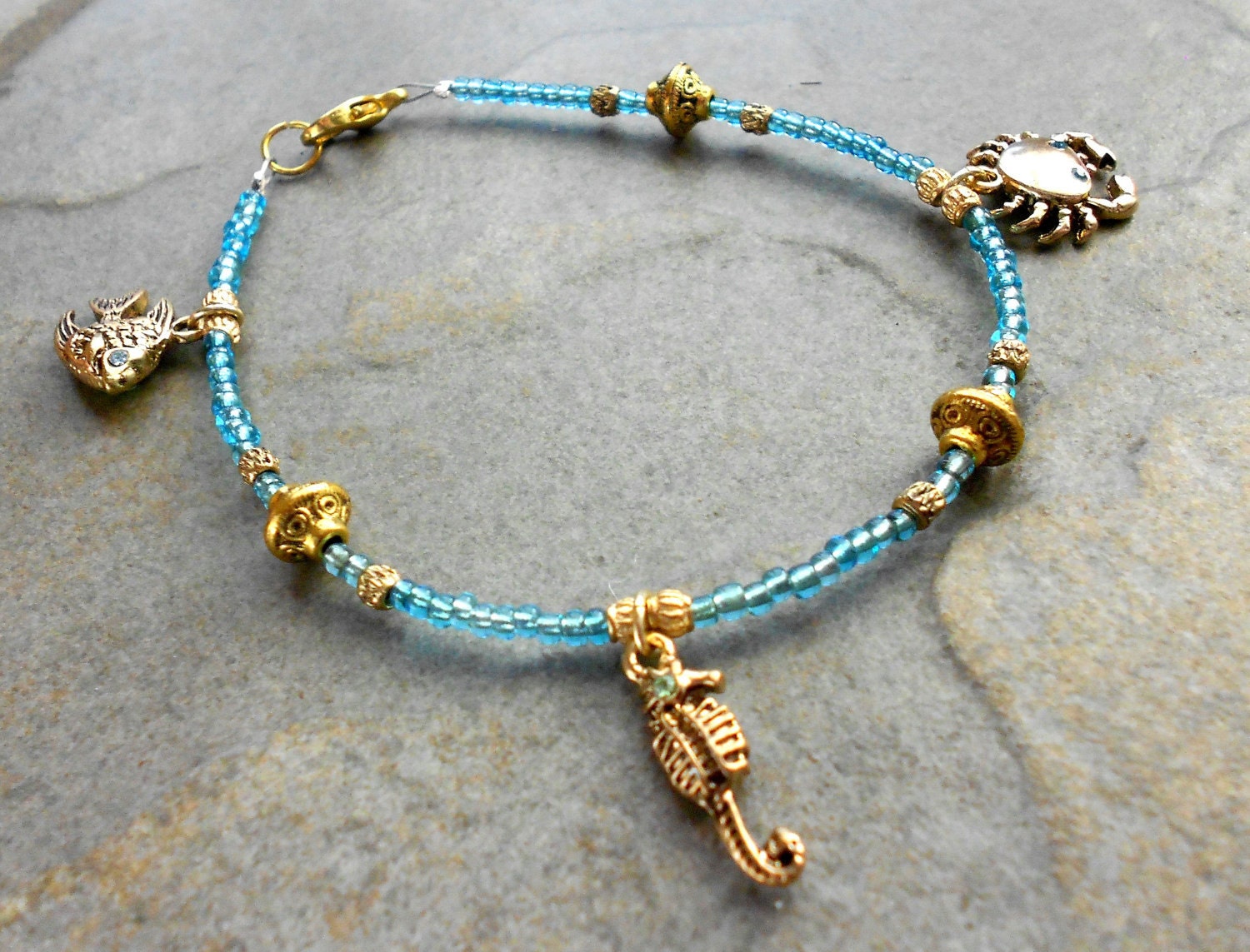 Handmade Seashell Bracelet with Charms