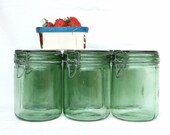 Eco friendly Farmhouse mason jar, large French green glass jar, kitchen storage jar, rustic kitchen, French country kitchen foodie