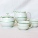 Vintage green espresso cups, espresso set, sugar and creamer, green and white porcelain tea set, Czechoslovakia, Europe cafe coffee