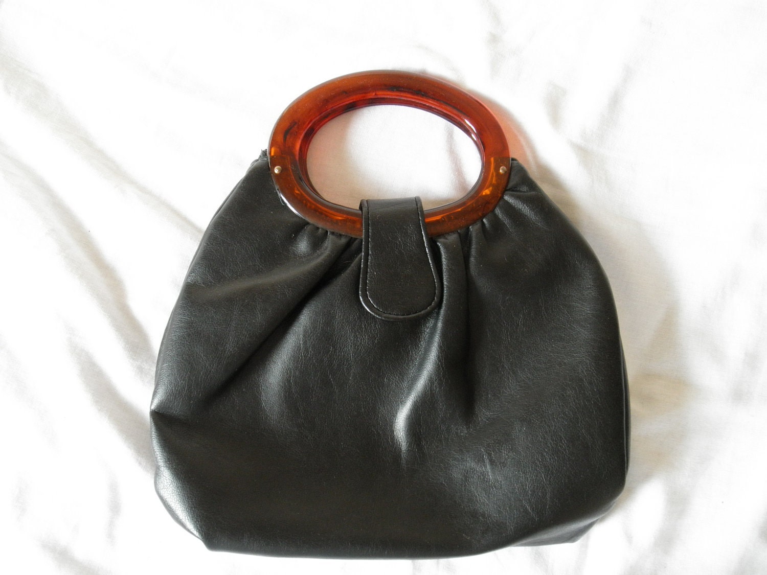 Vintage Retro black handbag with lucite handles 1950s-60s