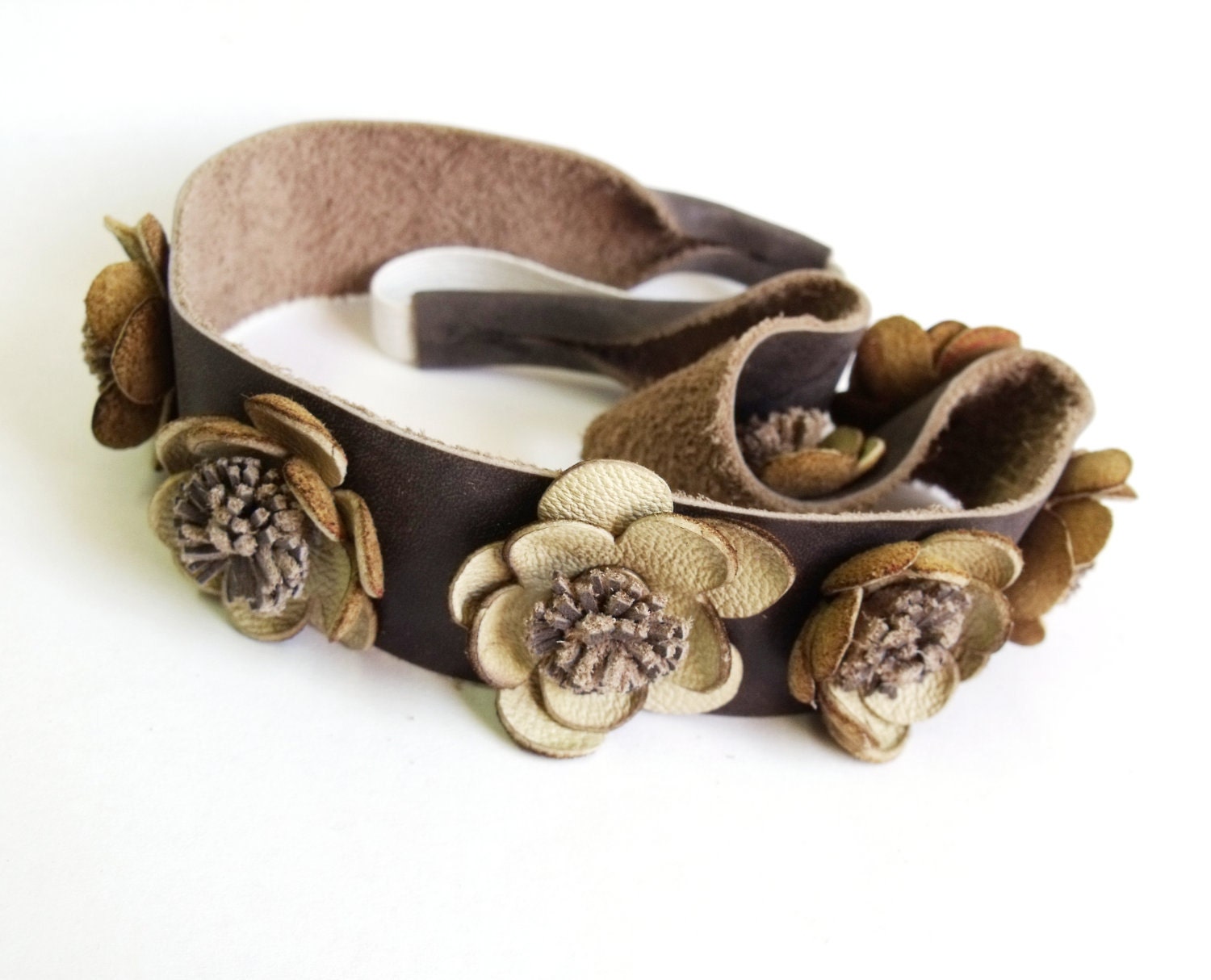 Grey and ivory floral handmade headband