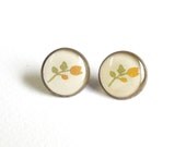 Antique brass floral earrring studs ear post romantic earrings