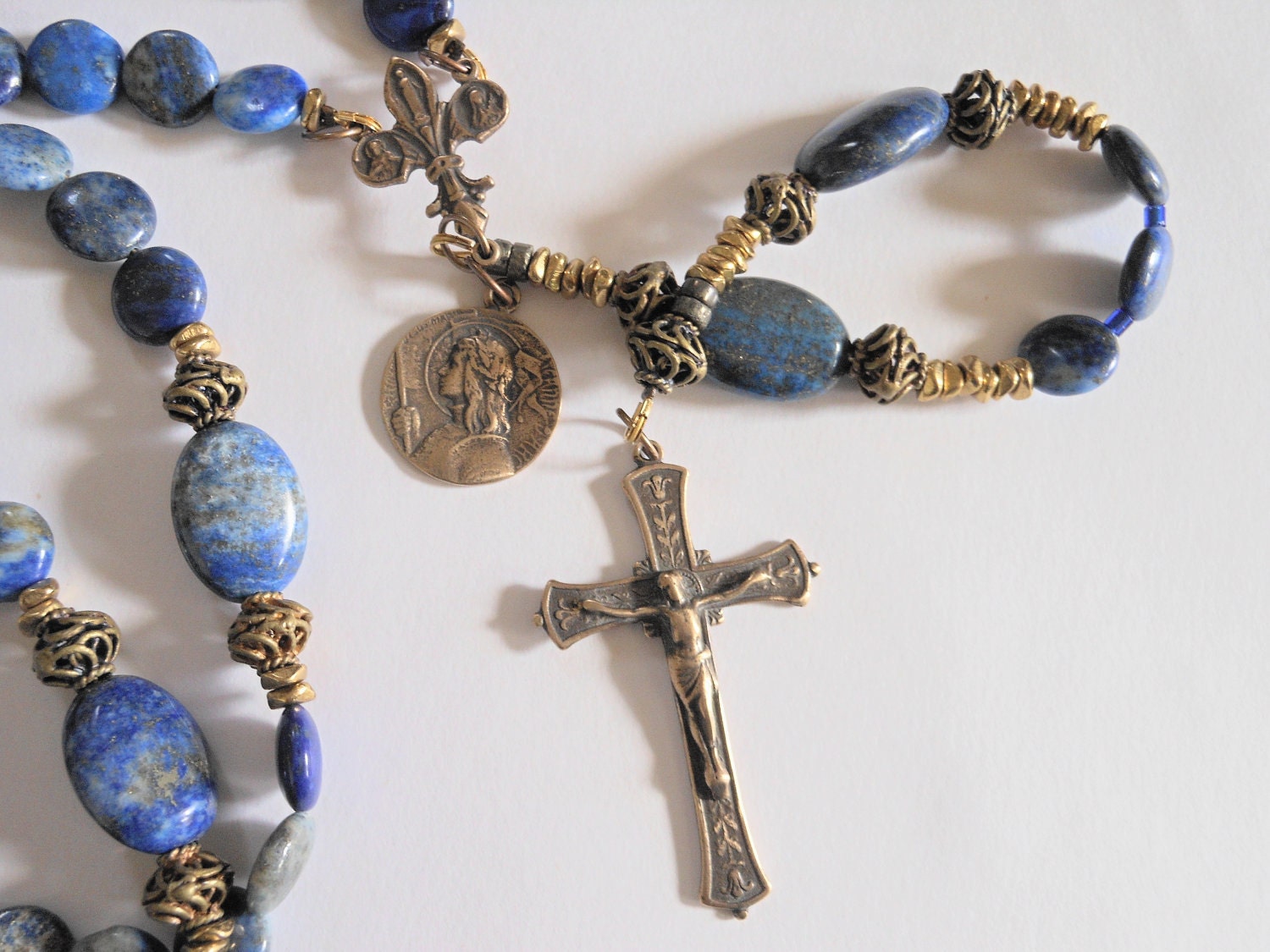 St. Joan D'Arc Lapis Lazuli Rosary