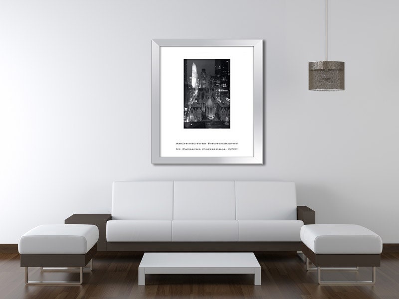 St Patricks Cathedral NYC  photo night black & white 16x24" architecture print
