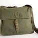 Vintage Military Bag 1970's Green Canvas Messenger Bag, Crossbody Bag, Unisex Bag