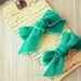 Blue velvet bow shoe clips