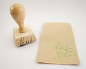 Rubber Stamp - Thank you hand lettered rubber stamp, laser cut - 1 1/2 inch - READY TO SHIP