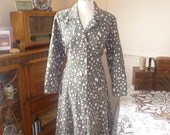 Moss Green & Pink 1980s Richard Stump  Dress -  L