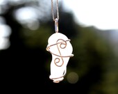 SALE - Violin Sea Glass Pendant - Frosty White - Wire Wrapped - Sea Glass Jewelry