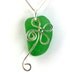 Green Sea Glass Necklace - Sterling Silver Four Leaf Clover - Hand Forged - Sea Glass Jewelry