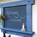 EXPEDITED-Rustic Chalkboard- Periwinkle With Shelf and Hooks -MADE to ORDER