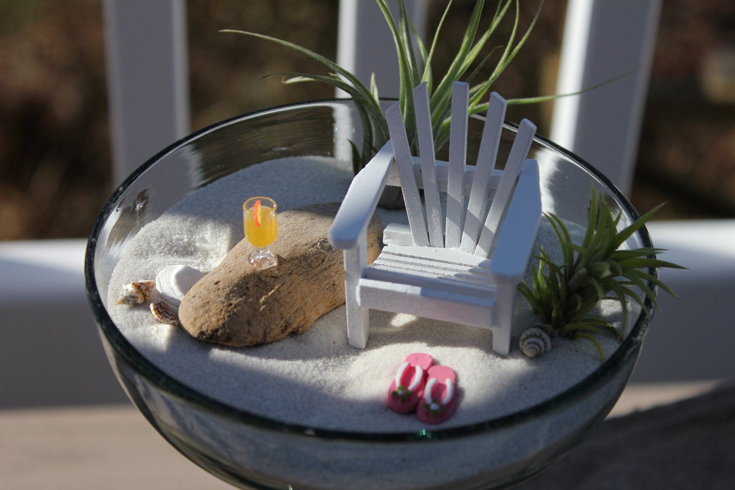 Beach Theme Wedding Cake Topper Adirondack Chairs & Flip Flops - by Landscapes In Miniature