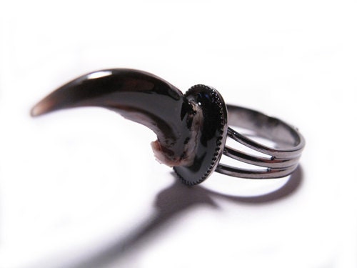 Claw Ring - Coyote Claw Ring Real Bone Ring Adjustable Goth Ring