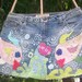 Hand sewn patchwork denim Aloha skirt with bleach accents