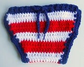 Patriotic Diaper Cover  Baby Boy Soaker Infant Girl Cozy Summer Newborn  Photo Prop Red White Blue Stripes Children  Clothing 0 - 6 Months