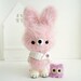 kawaii amigurumi Bunny pink creamy fuzzy and blush miniOwl - Ready to Ship