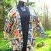 SOLD Kabuki Kimono Samurai Robe Black Short Reversible Vintage