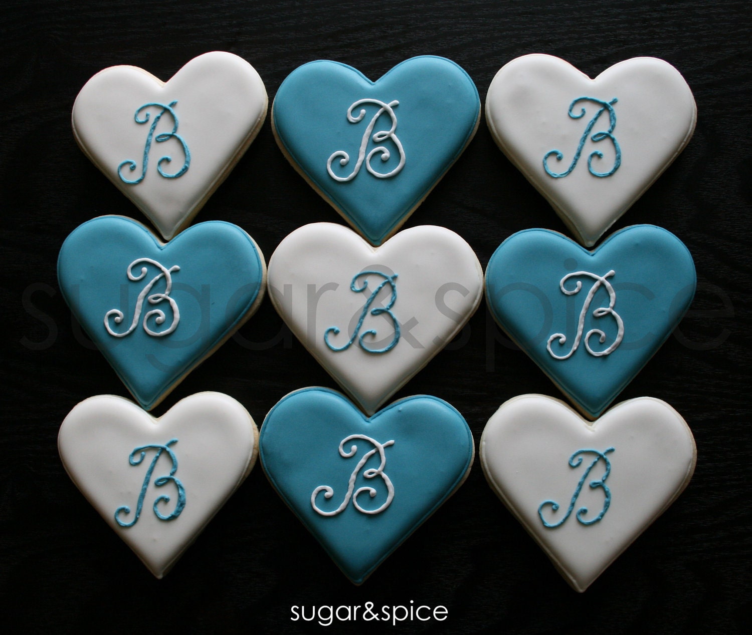 Monogrammed wedding/bridal party favors - one dozen rolled sugar cookies