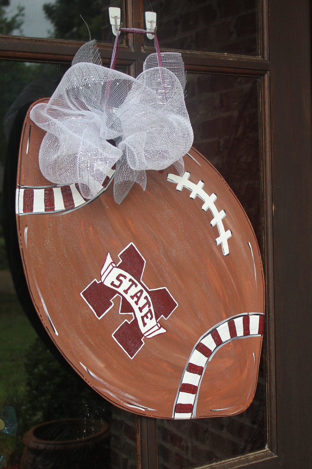Wooden Mississippi State Football Door Hanger