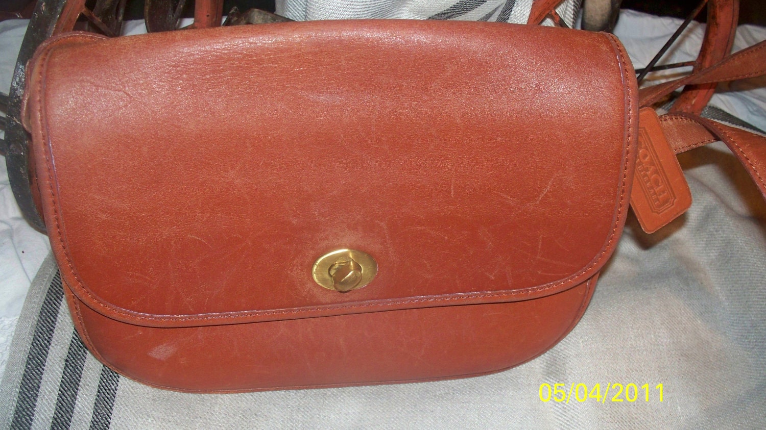 Vintage Coach handbag with serial number and hangtag, crossbody ...