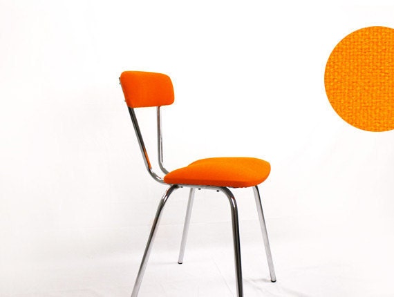 SOLD - 4 dining chairs - pink / orange / yellow / red - steel base