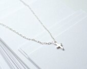 Tiny silver cross necklace - sterling silver chain - minimal delicate jewelry