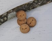 Handmade Oak Wooden Tree Branch Slice Buttons for Knitting, Crochet, Journals, Totes Supplies - Set of 4