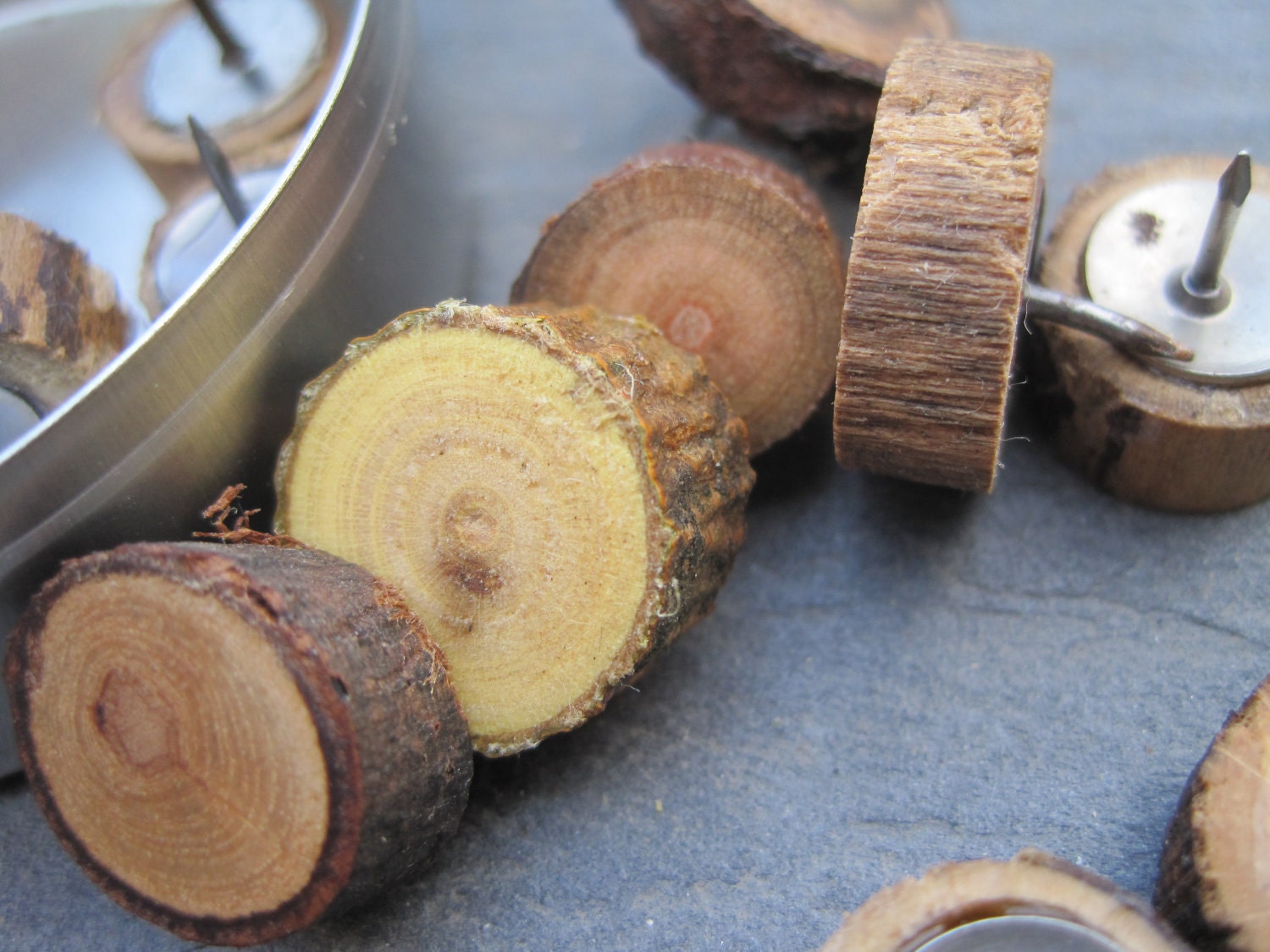 Rustic Wood push pins. Perfect for Bulletin Boards - Set of 12