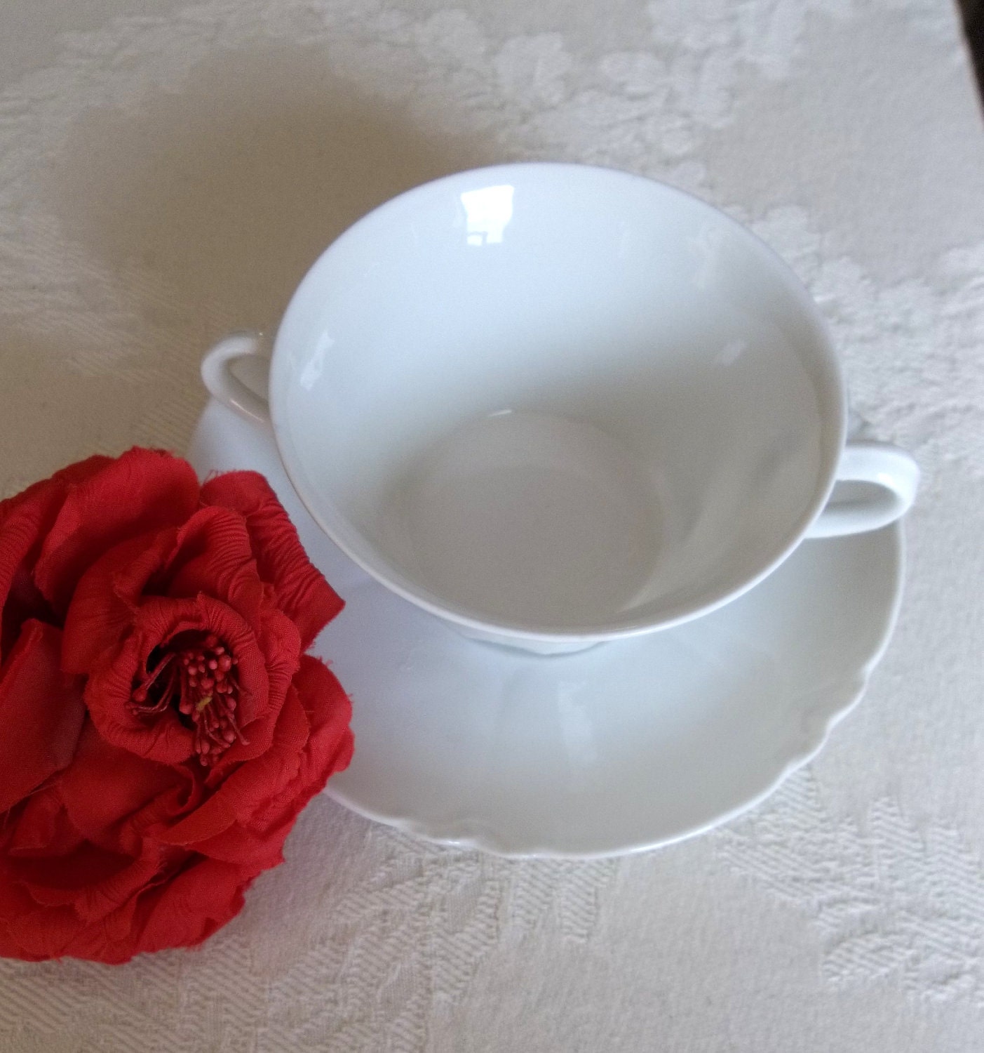 Antique Haviland, Two Handled Cups and Saucers, Two of Each