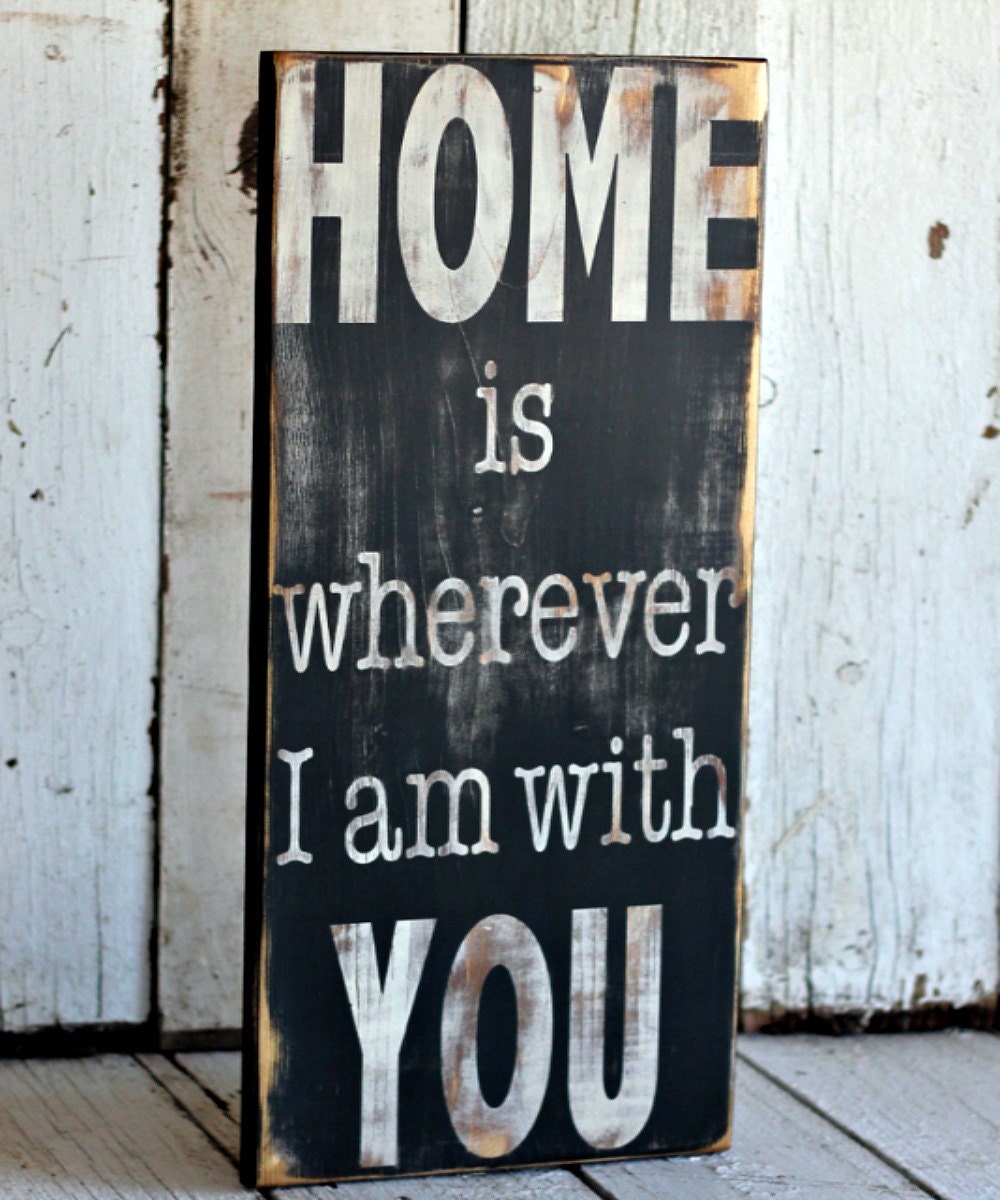 Hand Painted and Distressed Sign - 9 1/4 x 24 - Black and White - Home Decor