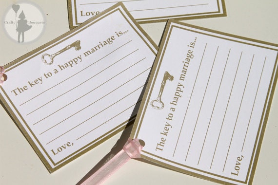 Bridal Advice Cards- Keys to a happy marriage: (Printable Edition)