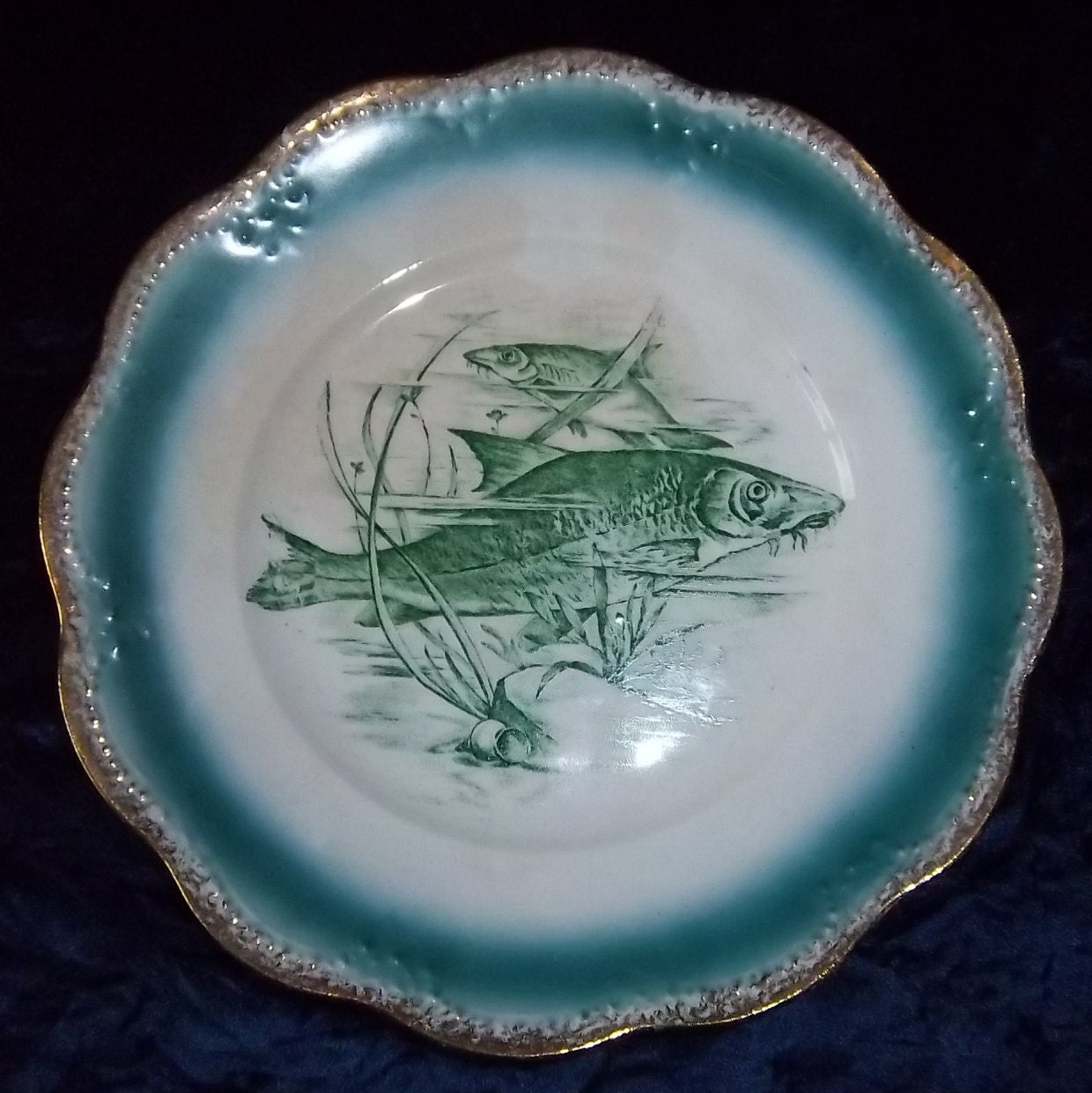 Reduced Price Rare Antique Limoges Fish Plate by DayJahView
