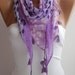 Lilac leopard yarn fringed triangle yemeni Shawl/Scarf