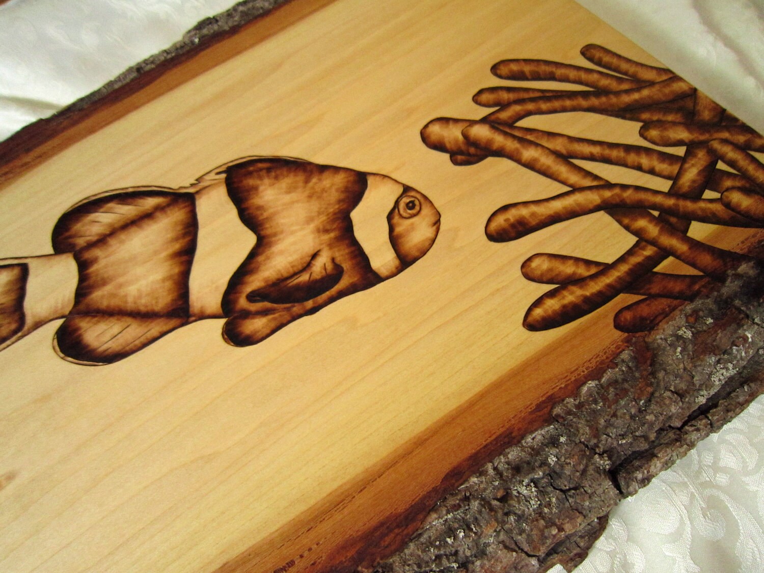 Sea Anemone And Clownfish Wall Art - Rustic Saltwater Decor