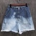 SALE Grunge shorts vintage high waisted LA BLUES dip dye blue ombre bleached cut offs women's wide leg denim shorts 25" waist
