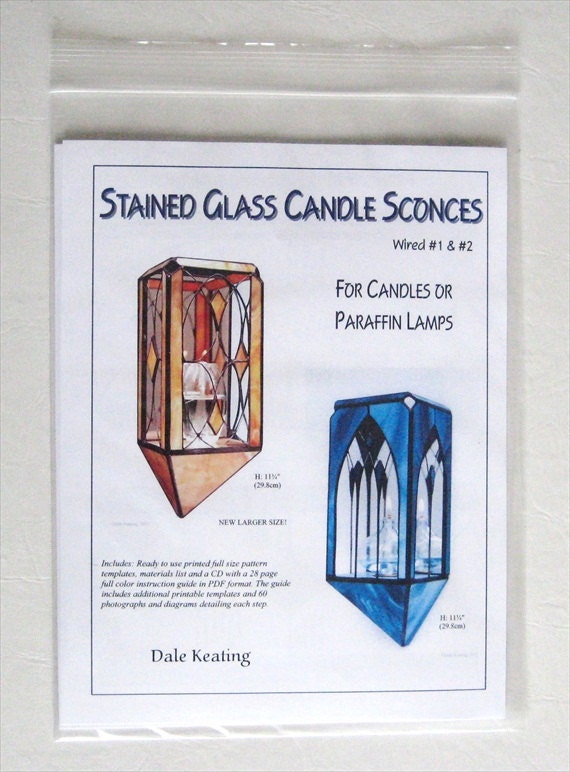 Stained Glass Tutorial Pattern, Candle Sconces