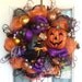 Glittery Orange Pumpkin and Crow Wreath