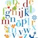 Childrens Alphabet Wall Decal - Large Vinyl Art Sticker - Modern Educational Nursery Decal - Boys and Girls Room - Nautical Fish Anchor