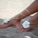 Ivory flower Beach wedding barefoot sandals, bangle, wedding anklet