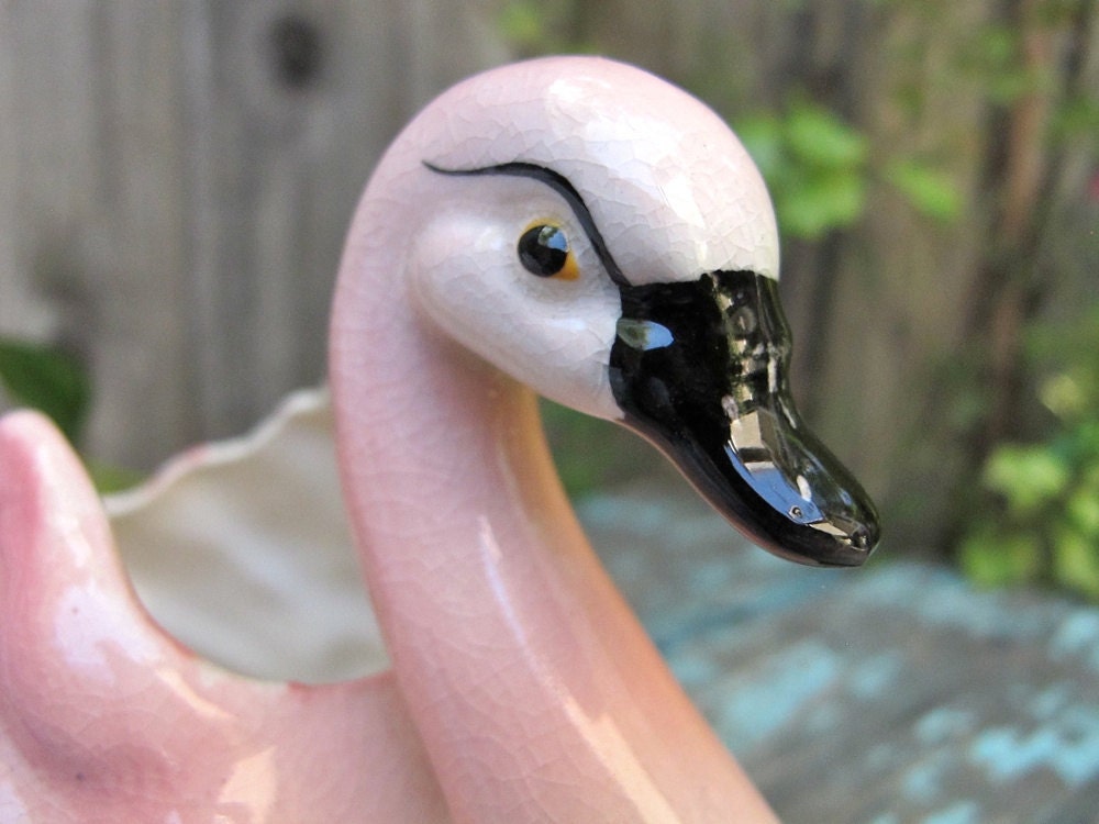 Vintage Swan Planter Pink Swan 1950s Home Decor Planter Vase Epsteam