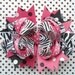 Hot Pink, Black, And White Zebra Print, Polka Dot Disney Minnie Mouse Boutique Hairbow -Ready To Ship-
