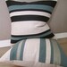Cashmere and Linen "Patchwork" Stripe Pillow- Aegean Blue and Putty Green