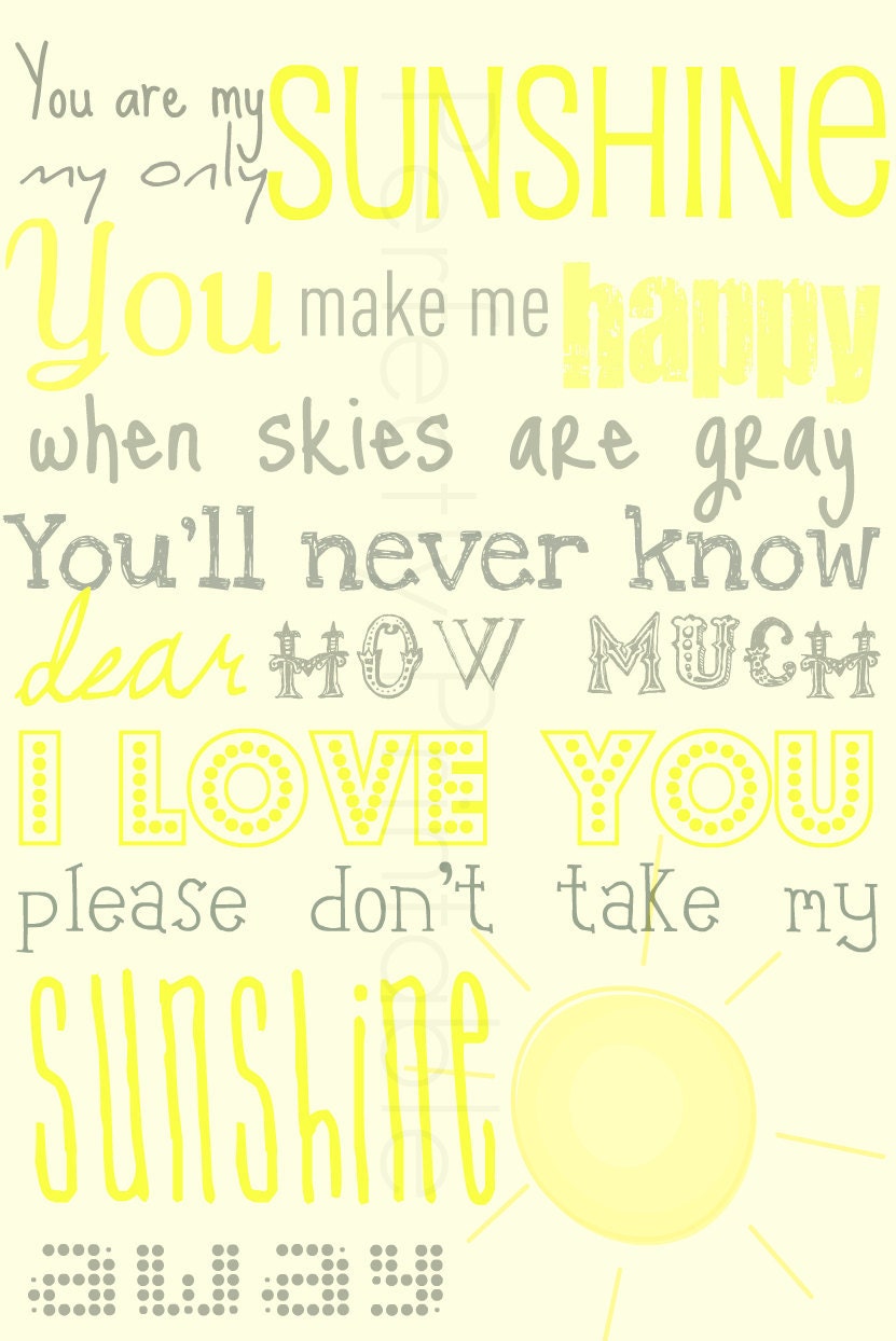 You Are My Sunshine Printable