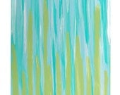 Modern Print - Growing Grass Garden Plants - Green Blue Aquamarine - Nature - Abstract Artwork