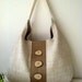Recycled antique linen tote bag with burlap, shoulder bag
