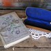 antique wire rimmed glasses / in lined case