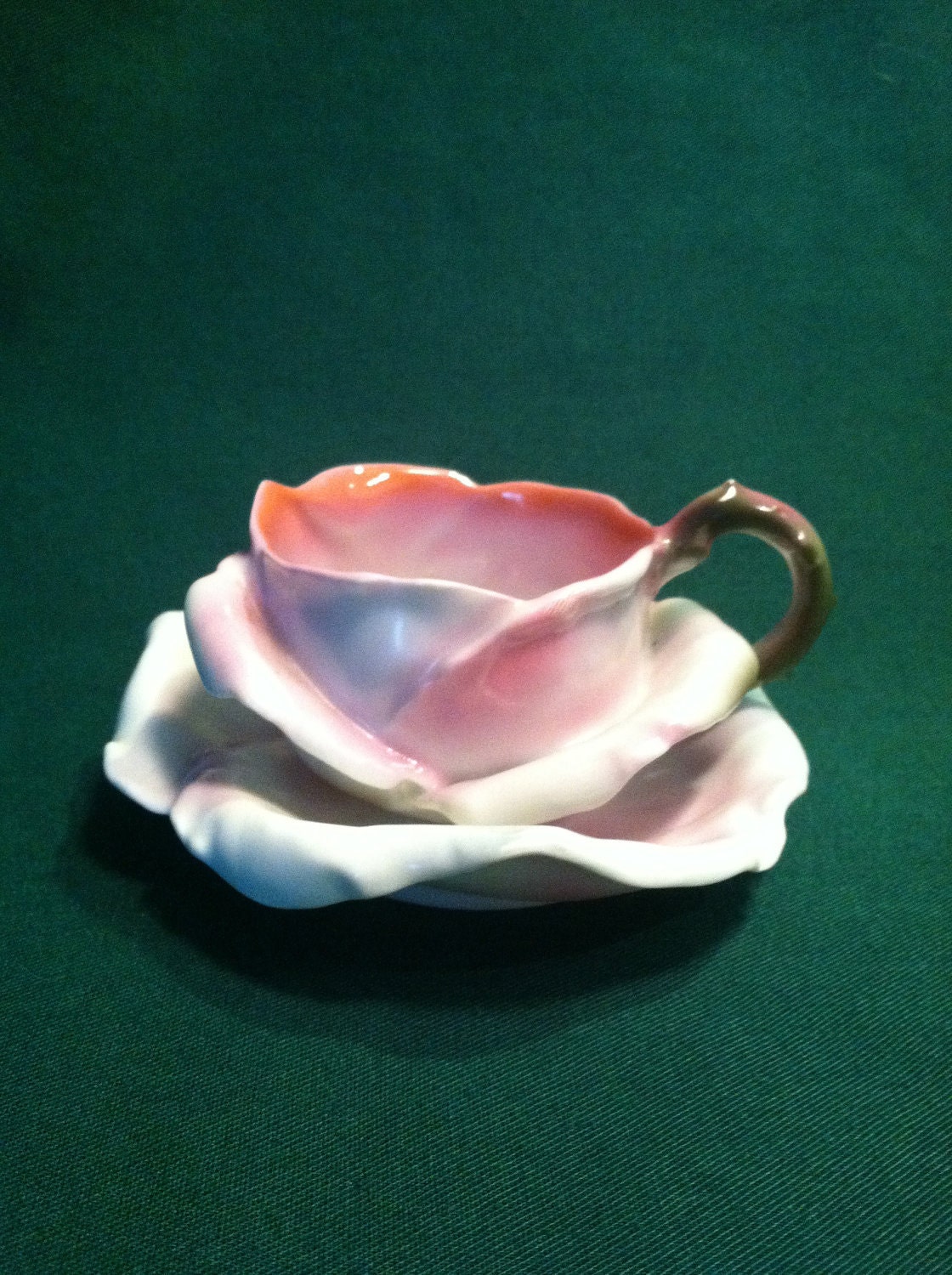 Royal Bayreuth Rose Tea cup and saucer W/ Blue markings