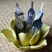 Set of 6 Hand Stamped Vintage Fork Cheese Markers-